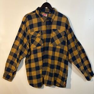 Wrangler Navy and Mustard Plaid Shirt